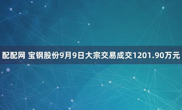 配配网 宝钢股份9月9日大宗交易成交1201.90万元