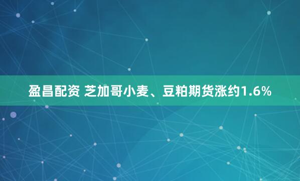 盈昌配资 芝加哥小麦、豆粕期货涨约1.6%
